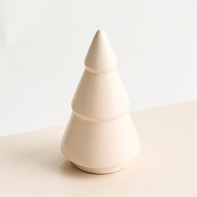 BLUME2000 Weihnachtsdeko Keramik Tanne gestuft in Creme und Beige - Bild 1
