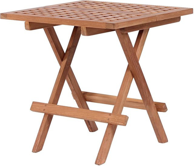 deVries Beistelltisch Woodie aus Teakholz in Natur/Braun B/T/H: 50 x 50 x 50 cm - Bild 1
