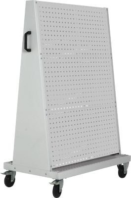 Bott mobiles Lochplatten-System Perfo Rack Plus in Lichtgrau, 6 Lochplatten, Bodenwanne und Schiebegriff, Stahl, B: 100 cm, T: 65 cm, H: 160 cm - Bild 1