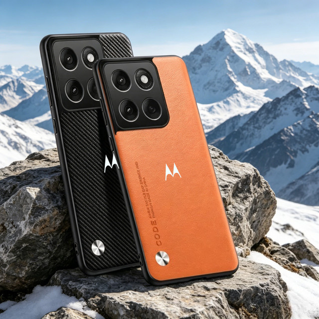 Minimalistische Lederhülle für Motorola Signature Edge 70 Pro Fusion 60 Neo G87 G77 G67 G57 G47 G37 G17 Power in Rot Multicolour, Sturzsichere Abdeckung - Bild 1