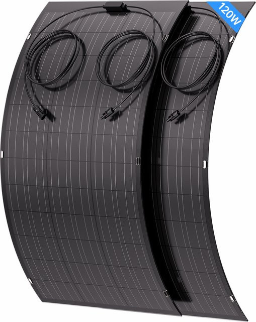 LIONSHEE 2er-Pack Flexibles Solarpanel 240W (2x 120W) Monochrom Schwarz IP67 für Wohnmobil, Boot und Balkon - Bild 1
