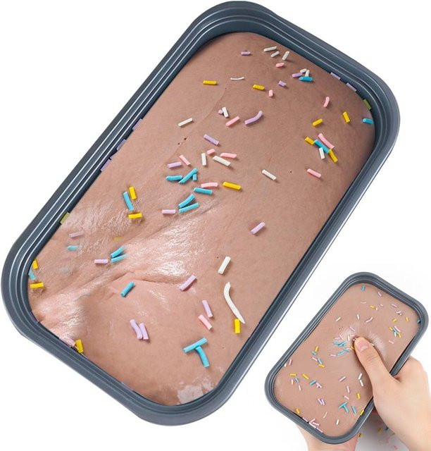 Klebrige Box Kuchen Squishy, Knetspielzeug, schokoladenbraun - Bild 1