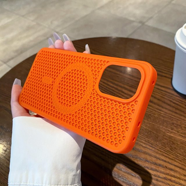 Stoßfeste magnetische OnePlus Handyhülle mit kühlendem Netz für OnePlus 15 13 12 Ace 6 Ace 5 Ace 3 Pro in Orange - Bild 1