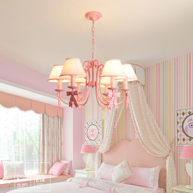 HomeLover Pendelleuchte Rosa Fliege mit Stofflampenschirm für Kinderzimmer und Schlafzimmer - Bild 1