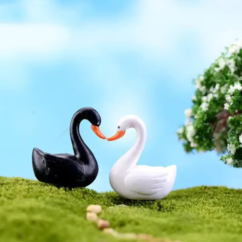 MINIDEAL Schwan Garten Dekorationen, Miniatur Figur, 10-teiliges Set, Weiß Schwarz - Bild 5