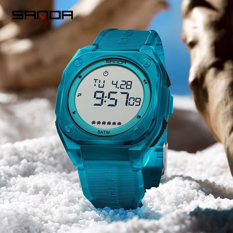 SANDA Digitaluhr, Silikon, Herren, Wasserdicht, Alarm - Bild 2
