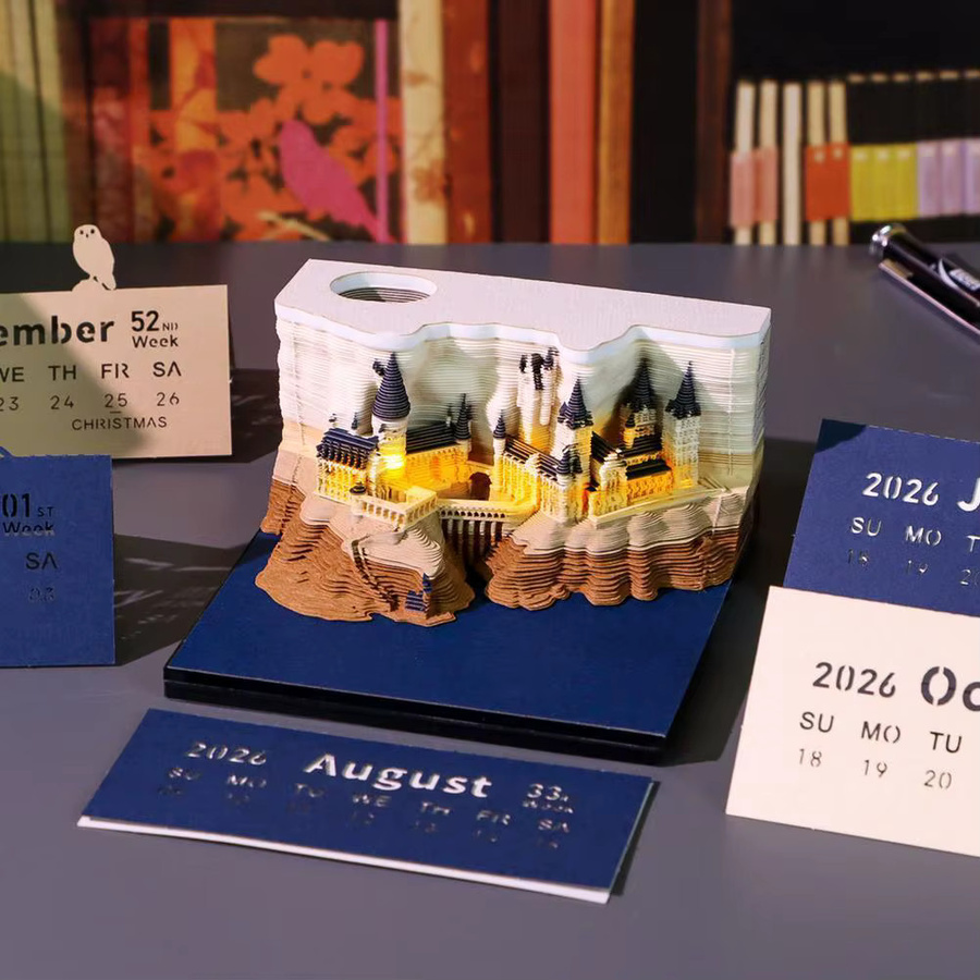 Kreativer 3D Desktop Kalender 2026 mit Haftnotizen im Baumhaus-Design, Mehrfarbig - Bild 3