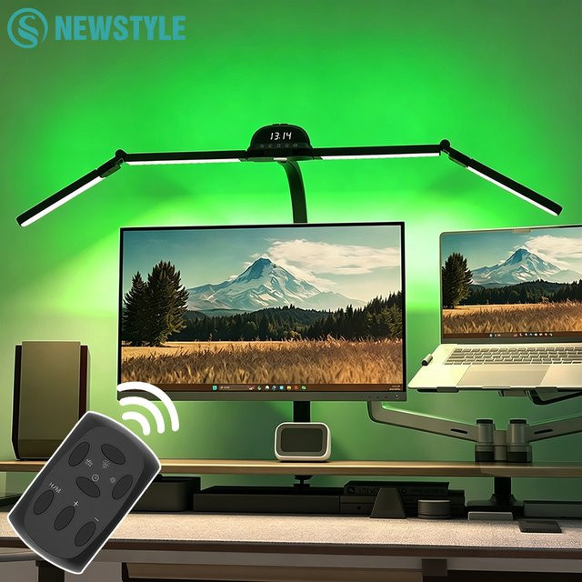 LED Vollspektrum Schreibtischlampe mit RGB-Beleuchtung, dimmbar und augenschonend, Schwarz, Breite: 120 cm - Bild 1