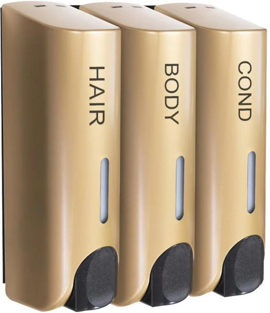 FufaDoors Wandmontierter 3er Seifenspender Set für Badezimmer, Gold, Nachfüllbar mit Pumpe - Bild 1