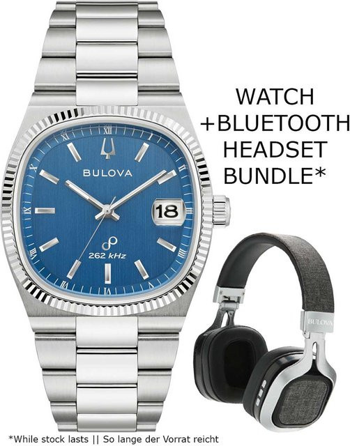 Bulova Herrenuhr, Quarz, Edelstahl, Blau, 38 mm, Eckig - Bild 1