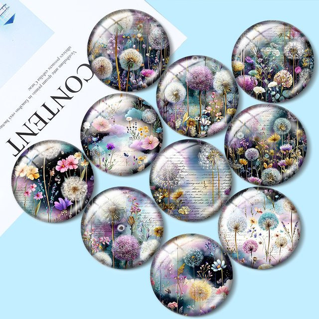 Dreamy Plants Glas-Cabochon-Anhänger, Unisex, 12/18/20/25 mm - Bild 1