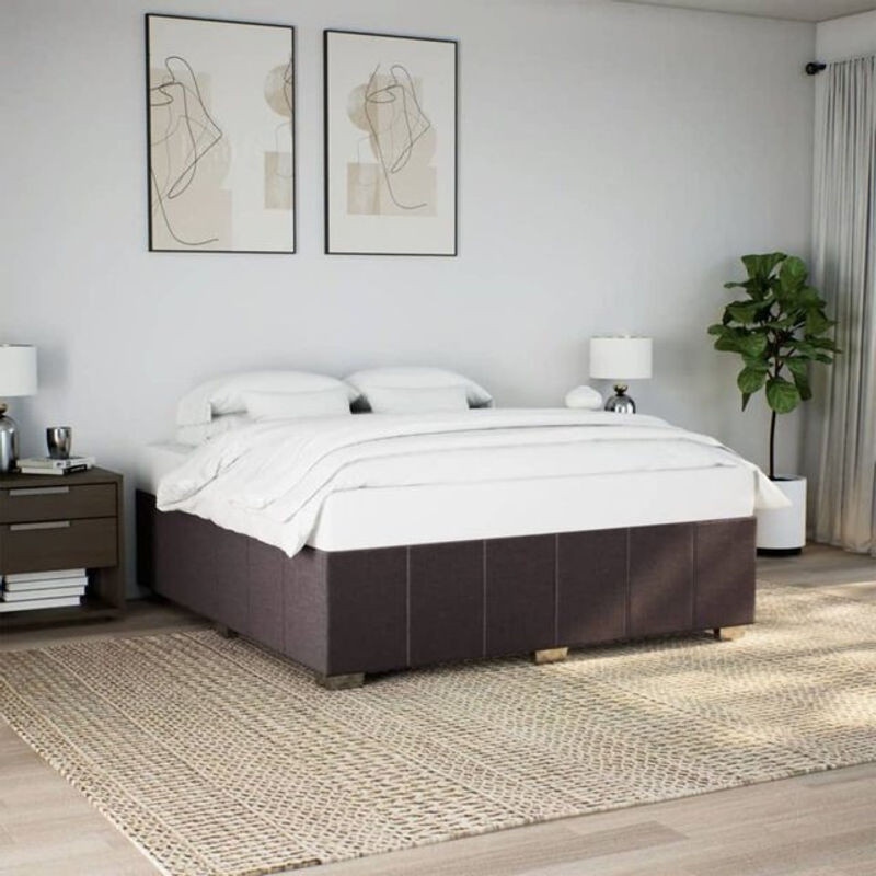 Polsterbett vidaxl in Braun aus Stoff und Kiefer, Modernes Bettgestell ohne Matratze, B/T: 200 x 200 cm - Bild 1
