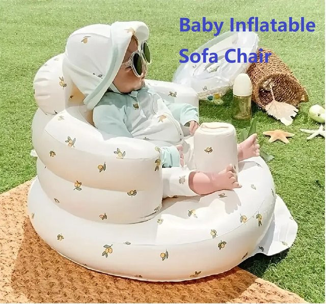 Aufblasbarer Baby Sitzring als tragbarer Pool Float und Bad Hocker in Grün-Weiß mit Rückenunterstützung - Bild 1