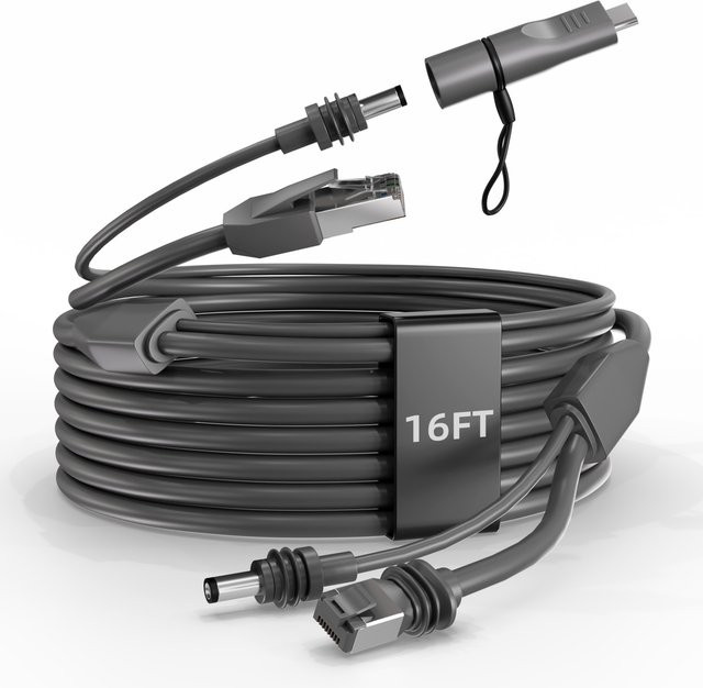 Starlink Ethernet-Verlängerungskabel 4-in-1 Gen 3 Ersatzkabel mit USB-C zu DC und RJ45, Schwarz, Länge: 5 m - Bild 1