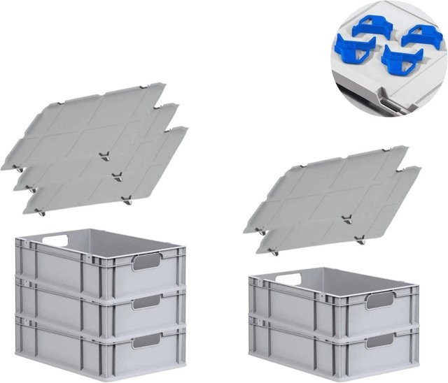 PROREGAL Spar Set Eurobox Nextgen Economy mit Auflagedeckel und Schiebeschnappverschlüssen, Blau, H x B x T: 17 x 40 x 60 cm, 34 Liter - Bild 1