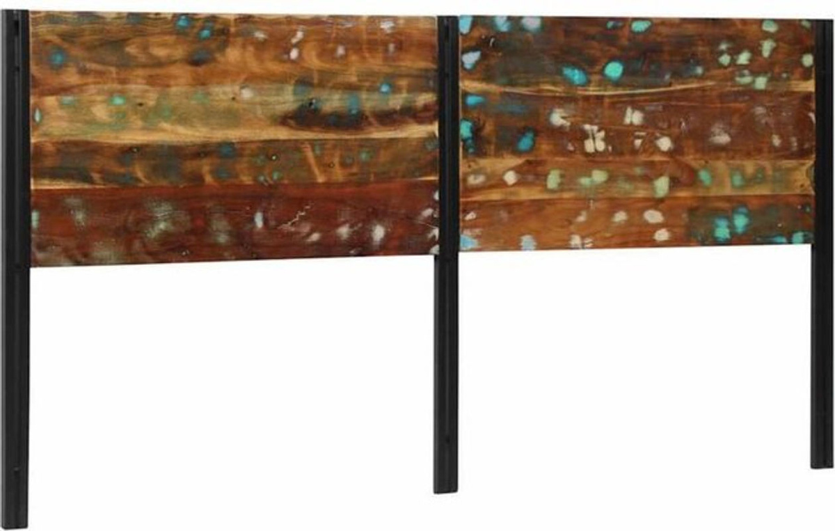 Vidaxl Kopfteil aus Massivholz und Eisen im Industrial Design, Braun, Breite: 200 cm - Bild 1