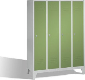 C+P Umkleidespind Classic mit 4 Abteilen auf Füßen, Front Resedagrün, Korpus Lichtgrau, H x B x T: 185 x 159 x 50 cm - Bild 1