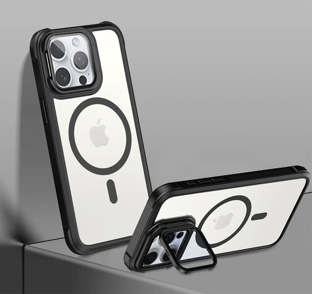 RUWANHU MagSafe Schutzhülle für iPhone 15 Pro Max 14 13 12 11 Pro Max, Transparente TPU Handyhülle mit mattierter Rückseite und Halterung, Stoßfest, Transparent/Rot - Bild 1