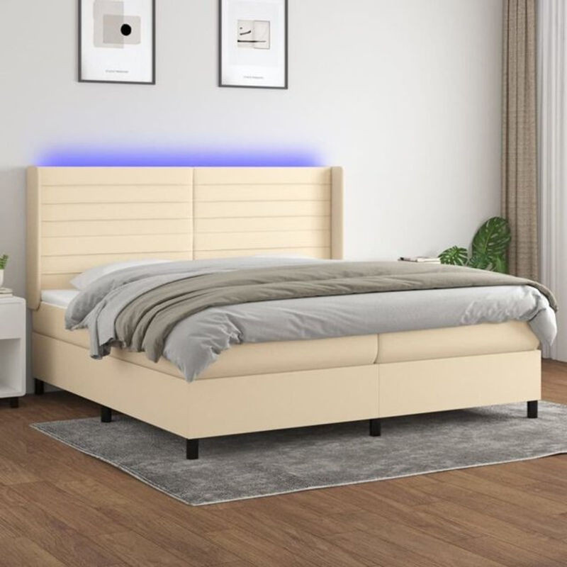 Vidaxl Boxspringbett mit Matratze in Beige aus Stoff, B/T/H: 200 x 200 x 118 cm - Bild 1