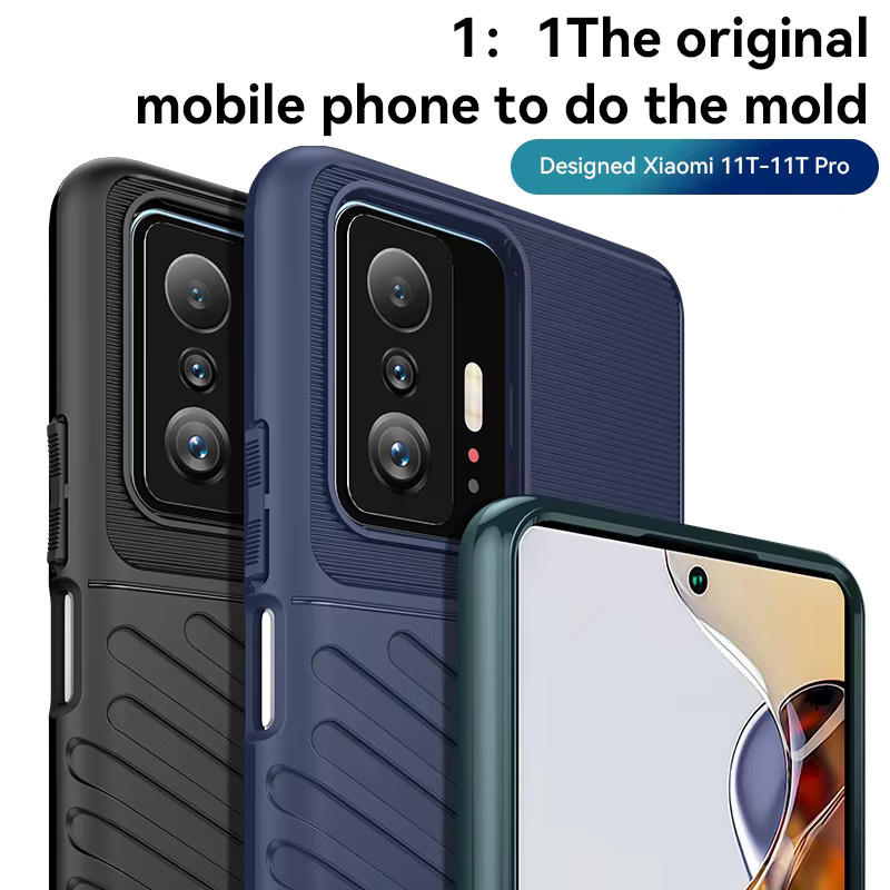 Stoßfeste Silikon-Handyhülle für Xiaomi 11t und Xiaomi 11t Pro in Schwarz - Bild 3