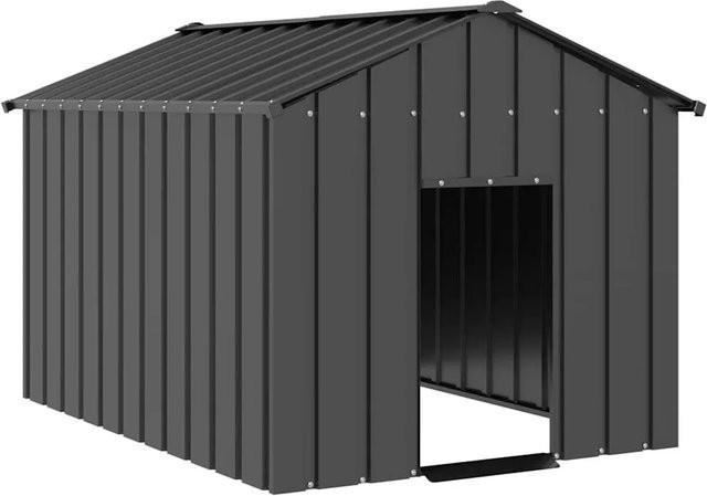 vidaXL Hundehütte aus Metall mit Dach in Anthrazit, wetterfest, B/T/H: 113 x 153 x 101 cm - Bild 1