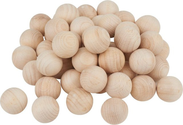 VBS Holzkugeln aus Buchenholz ohne Bohrung, Farbe: Beige/Natural, Durchmesser: 2,5 cm, 50 Stück - Bild 1