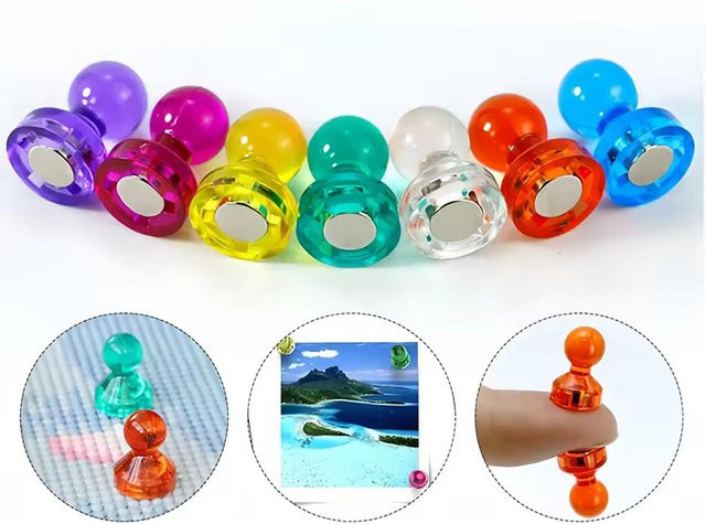 Bunte Pushpin-Magnete aus Metall und Kunststoff mit starken Neodym-Magneten für Büro und Kühlschrank, Multicolor - Bild 1