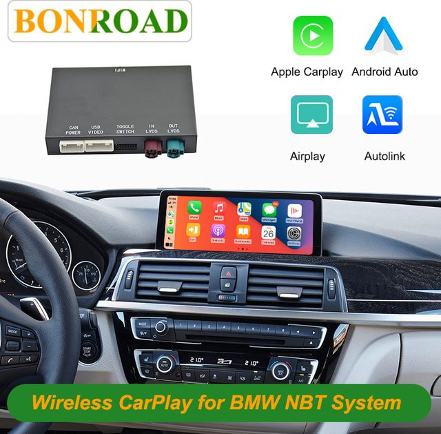 Bonroad Wireless CarPlay und Android Auto Decoder für BMW NBT CIC EVO Systeme, Farbe: Schwarz - Bild 1