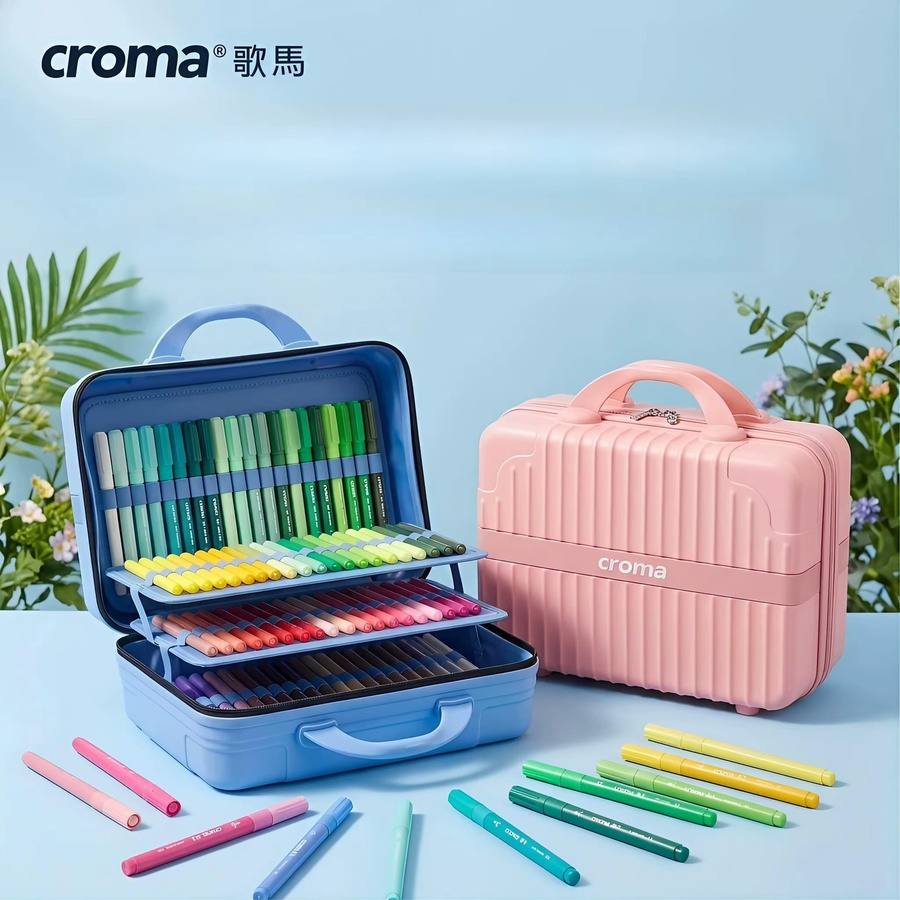 CROMA Nachfüllbares Direktflüssig-Acrylmarker-Set mit weicher Spitze, layerfähig und abwaschbar, Multicolour - Bild 2