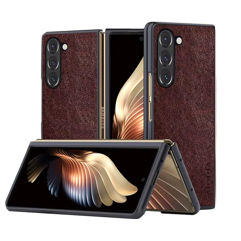Luxuriöse Business Handyhülle aus PU-Leder für Samsung Galaxy Z Fold5, Fold4 und Fold3 5G in Braun - Bild 3