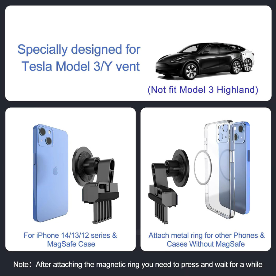 TEEQ Magnetische kabellose Autoladegerät-Halterung für Tesla Model 3 und Model Y, Adsorbierbarer Smartphone-Halter in Schwarz - Bild 4
