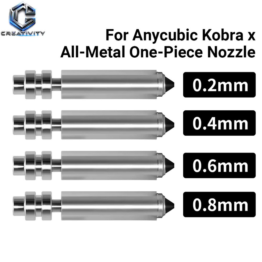 Anycubic Bimetall-Düsen-Set aus gehärtetem Stahl für Anycubic Kobra X KX Combo FDM 3D-Drucker, Farbe: Silber, Durchmesser: 0,2 mm, 0,4 mm, 0,6 mm, 0,8 mm - Bild 2