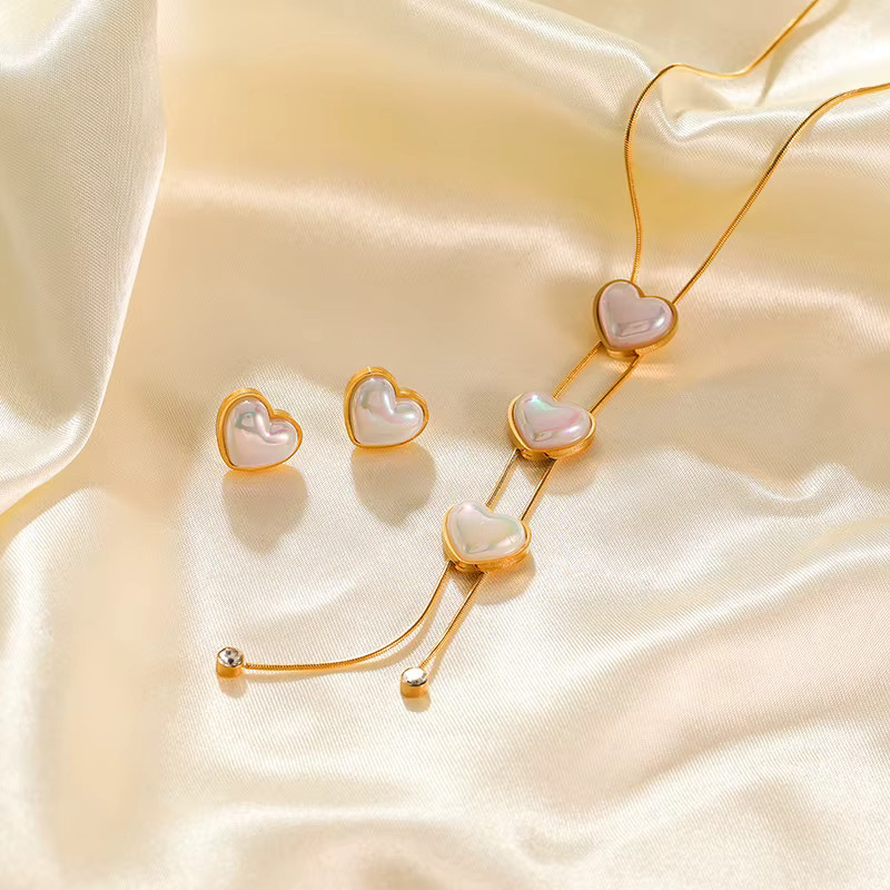 EILIECK Schmuck-Set Halskette, Ohrringe, Edelstahl, Gold, Damen - Bild 2