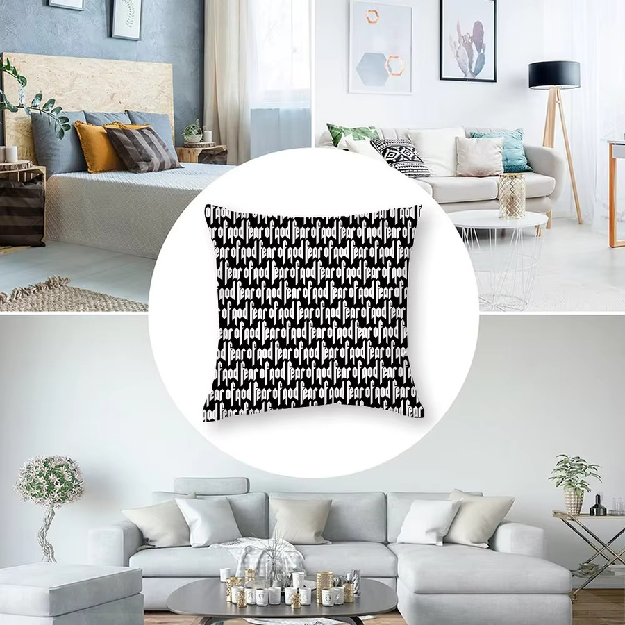 Fear of God Kissenbezug aus weichem Plüschstoff mit doppelseitigem Druck in Schwarz, Weiß und Multicolor - Bild 3
