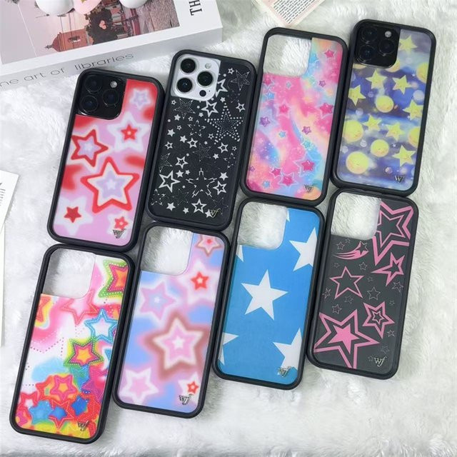 Potdemiel Handyhülle Wildflower mit glänzenden Sternen für iPhone 16 15 14 13 12 11 Pro Max Plus Cute Sweet Stars Design - Bild 1