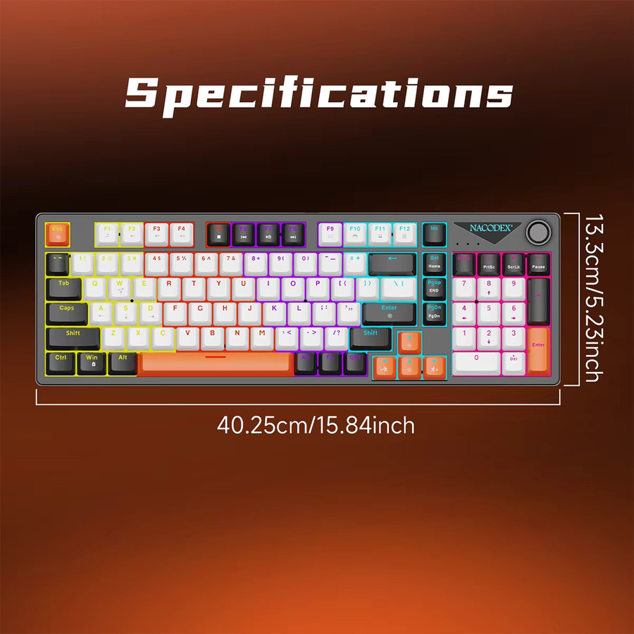 Ajazz NK98 Kabelgebundene Mechanische Gaming-Tastatur mit 98-Tasten-Layout und Hot-Swap-Funktion in Multicolour - Bild 7