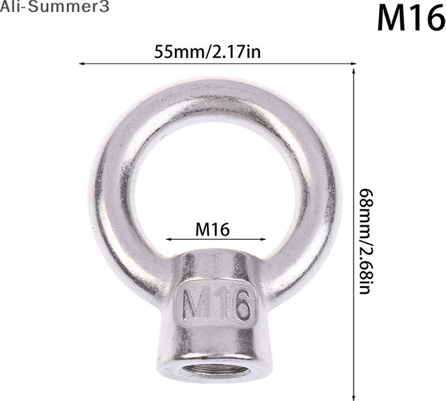 Edelstahl 304 Ösenmuttern Heberinge in Silber für Marine und Industrie, erhältlich in M6, M8, M10, M12 und M16 - Bild 1