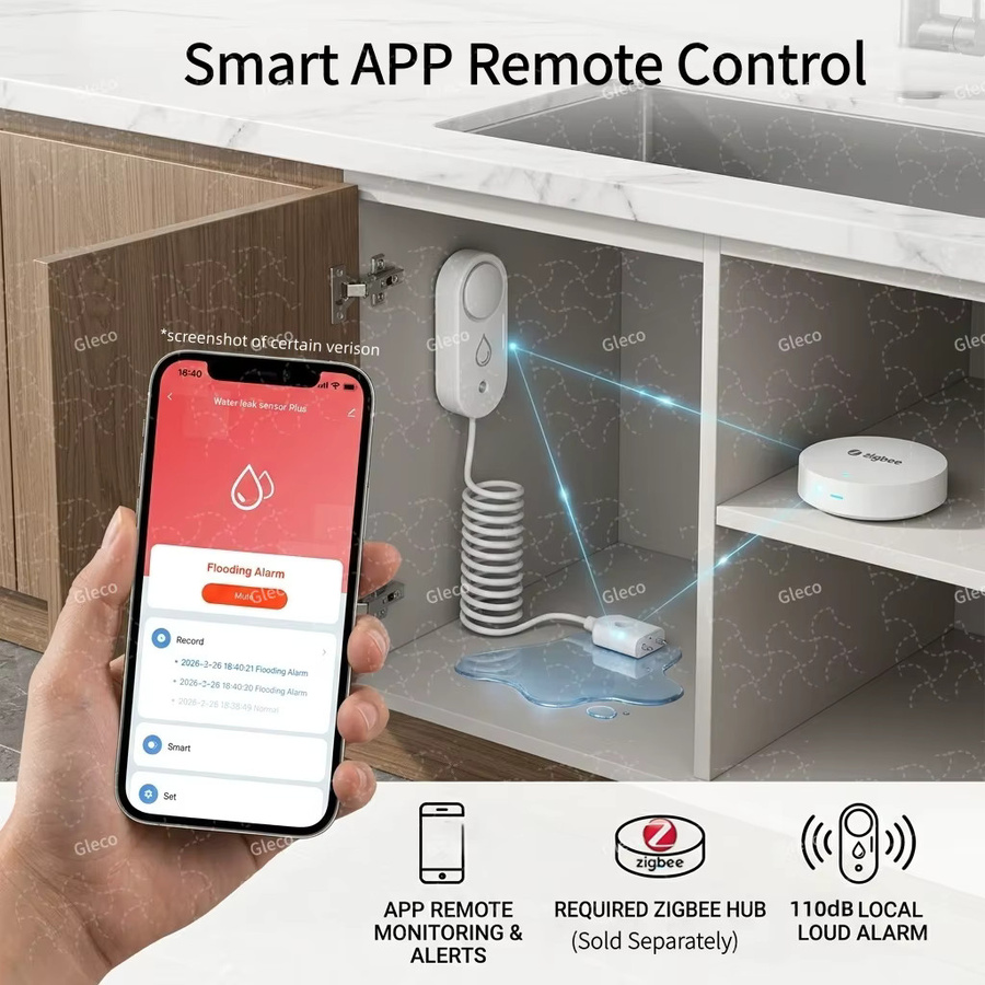 Coolo TUYA Zigbee Wasserleck-Detektor mit Vor-Ort-Alarm und Fernüberwachung via Smart Life APP in Weiß - Bild 4
