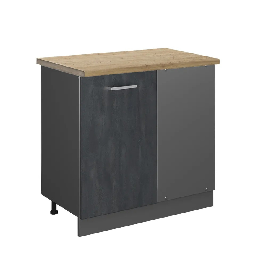 Vicco R-Line Eckunterschrank mit Arbeitsplatte in Schwarz Beton Anthrazit und Eiche, Höhe: 86 cm - Bild 3