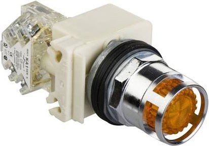 Schneider Electric 9001K3L38LYAH13 Leuchtdrucktaster, gelb, Ø 30 mm, flach, ohne Rastung, 120V, 1OC - Bild 1