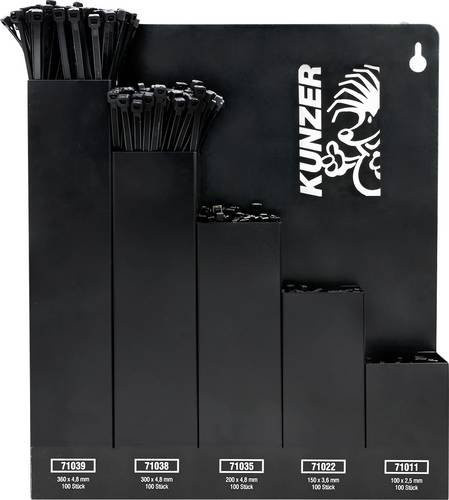 Kunzer Kabelbinder-Sortiment 7KBS500 in Schwarz mit 500 Stück in verschiedenen Längen von 100 mm bis 360 mm - Bild 1