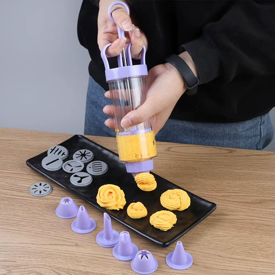 FSMHOME Cookie Presse Set mit Ausstechformen und Spritzwerkzeug aus Kunststoff für Gebäck und Kuchen - Bild 3