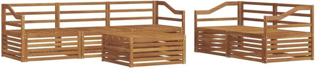vidaXL Outdoor-Sofagarnitur aus Akazienholz in Braun, 6-teiliges Set mit Latten-Design und Tisch - Bild 1