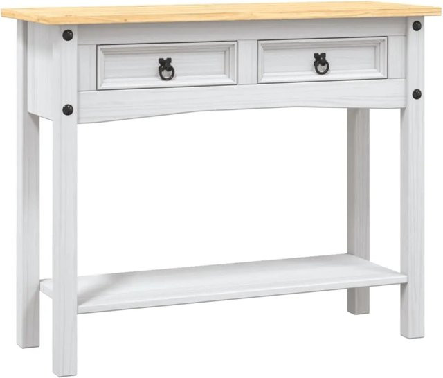 vidaXL Konsolentisch im Mexiko-Stil aus Kiefernholz, Weiß, B/T/H: 90 x 34,5 x 73 cm - Bild 1