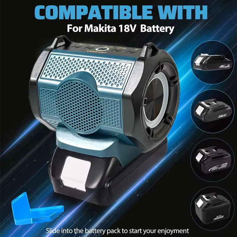 Tragbarer Bluetooth-Subwoofer AyeBeau mit FM-Radio und Bass-Lampe in Blau - Bild 4
