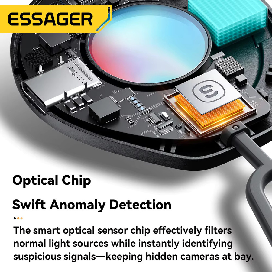 Essager Mini Kamera-Detektor Schwarz – Tragbarer Anti-Spion Infrarot Objektiv-Finder für mehr Sicherheit auf Reisen, im Hotel und im Badezimmer - Bild 3
