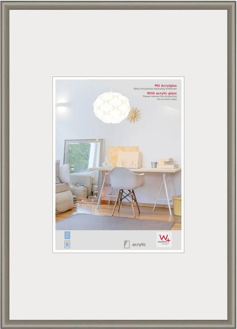 Walther Design New Lifestyle Kunststoff Bilderrahmen mit Kunstglas in Schwarz oder Grau, Breite: 70 cm, Höhe: 100 cm - Bild 1