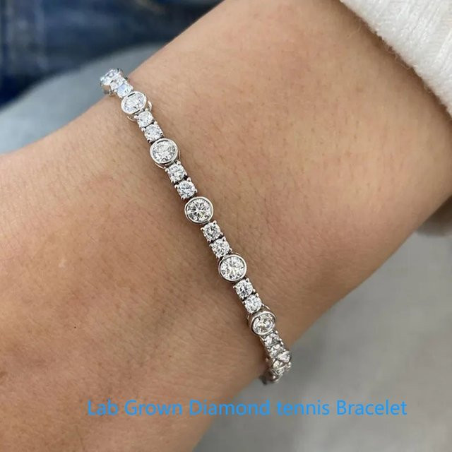 WDT.GEMS Tennisarmband 950 Platin, Diamant, Damen - Bild 1