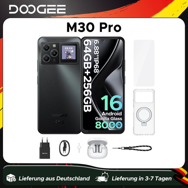 DOOGEE M30 Pro Smartphone mit 6,88 Zoll Display, 256 GB Speicher, 8000 mAh Akku und 64 MP Kamera, Android 16 - Bild 1