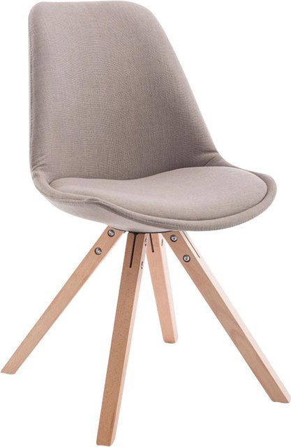 TPFLiving Besucherstuhl Toulon Square aus Stoff und Buchenholz in Taupe/Beige, B/T/H: 56 x 83 x 120 cm - Bild 1